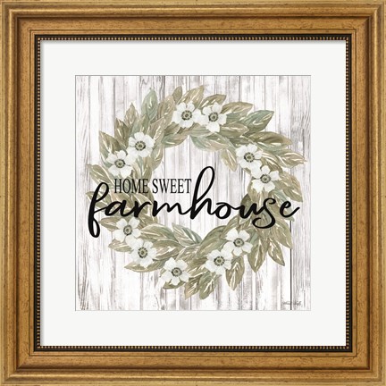 Framed Home Sweet Farmhouse Wreath Print