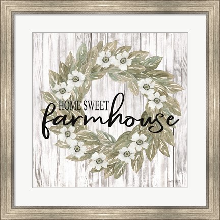 Framed Home Sweet Farmhouse Wreath Print