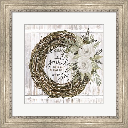 Framed Gratitude Wreath Print