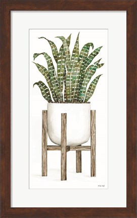 Framed White Pots on Stands III Print