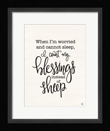 Framed Count Your Blessings Instead of Sheep Print