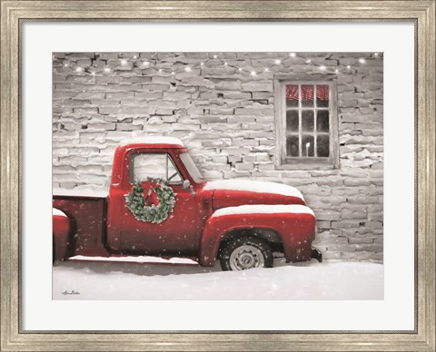 Framed Snowy Christmas Truck Print