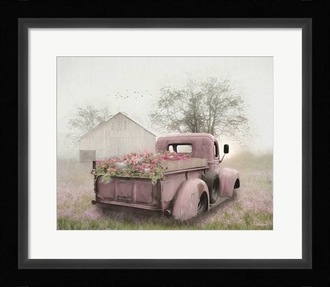 Framed Pink Flower Truck Print