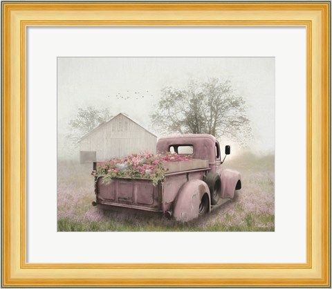 Framed Pink Flower Truck Print