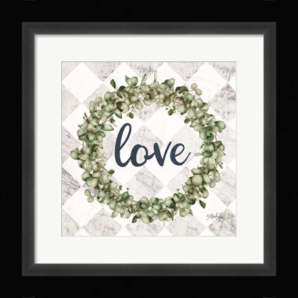 Framed Love Eucalyptus Wreath Print