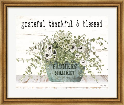 Framed Grateful Thankful &amp; Blessed Print