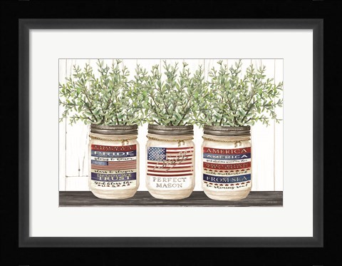 Framed Patriotic Glass Jar Trio I Print