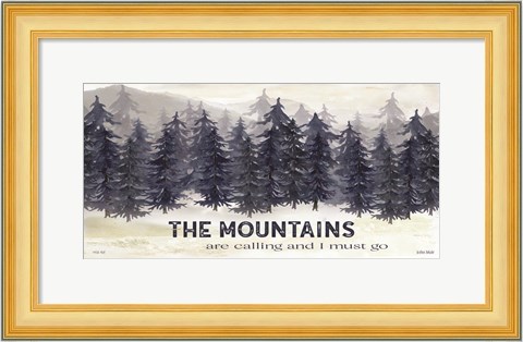 Framed Navy Trees The Mountains Print