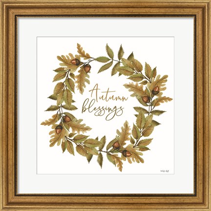 Framed Autumn Blessings Fall Wreath Print