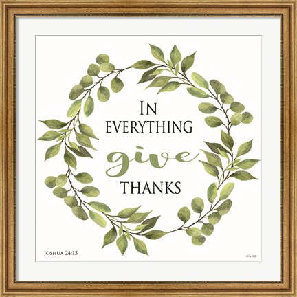 Framed In Everything Give Thanks Wreath Print