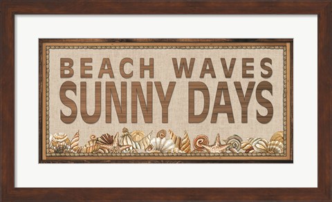 Framed Beach Waves Sunny Days Print
