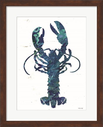 Framed Bright Lobster Blue Print