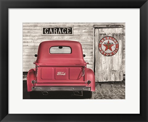 Framed Red Truck with Texaco Sign Print