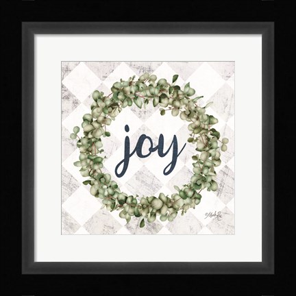 Framed Joy Eucalyptus Wreath Print