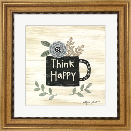 Framed Think Happy Print