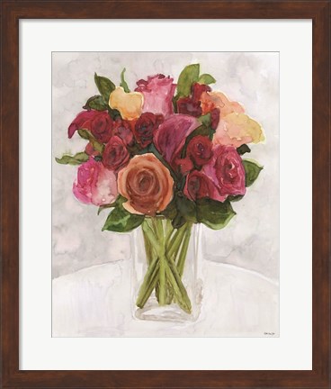 Framed Vase with Flowers II Print