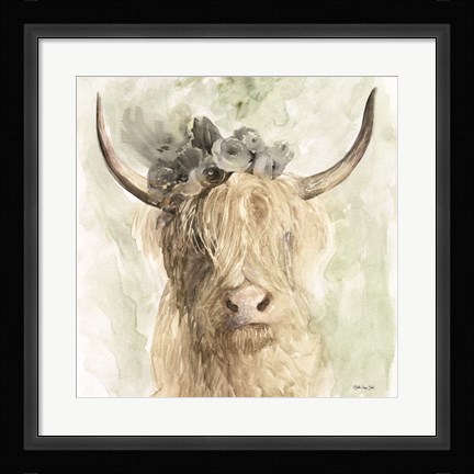 Framed Cow and Crown I Print