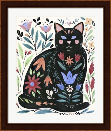 Framed Folksy Feline II Print