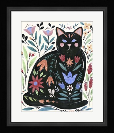 Framed Folksy Feline II Print