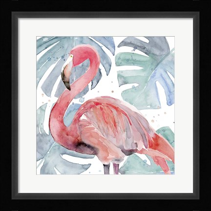 Framed Flamingo Splash II Print