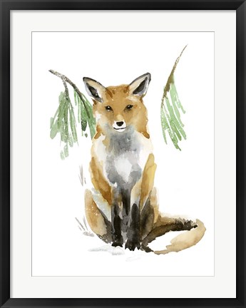 Framed Snowy Fox I Print