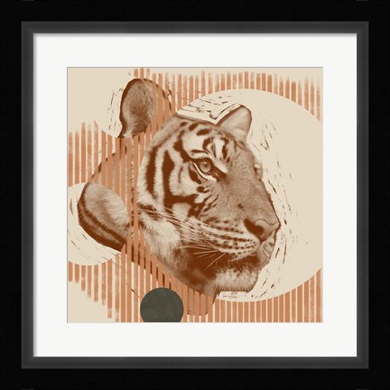 Framed Pop Art Tiger I Print