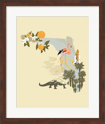 Framed Illustrated State-Florida Print