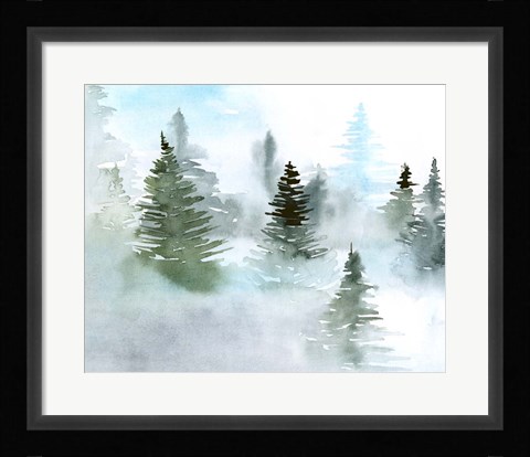 Framed Foggy Evergreens II Print