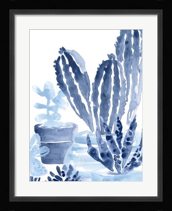 Framed Indigo Succulent I Print