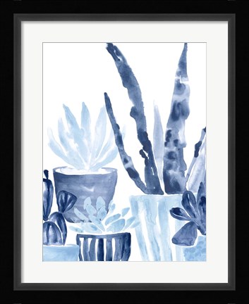 Framed Indigo Succulent III Print
