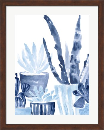 Framed Indigo Succulent III Print