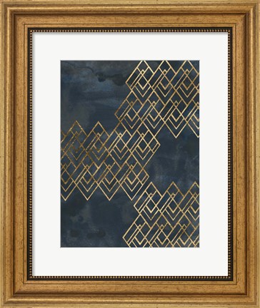 Framed Deco Pattern in Blue I Print