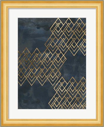 Framed Deco Pattern in Blue I Print