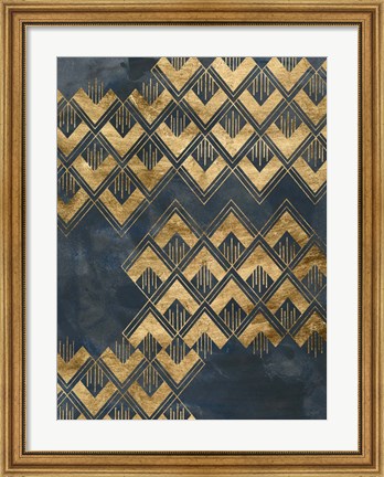 Framed Deco Pattern in Blue II Print