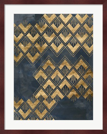 Framed Deco Pattern in Blue II Print