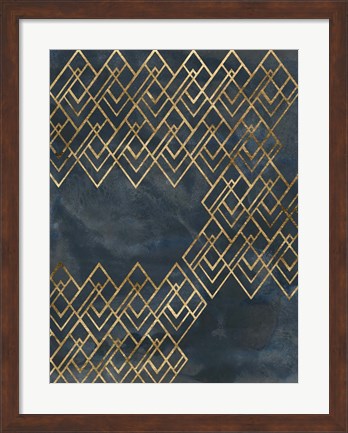 Framed Deco Pattern in Blue IV Print