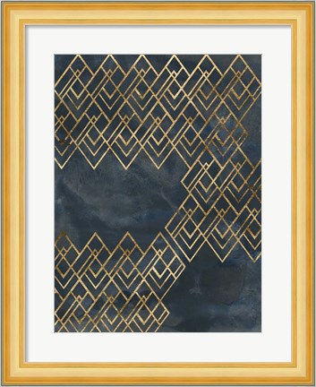 Framed Deco Pattern in Blue IV Print