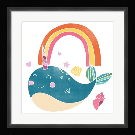 Framed Happy Narwals I Print