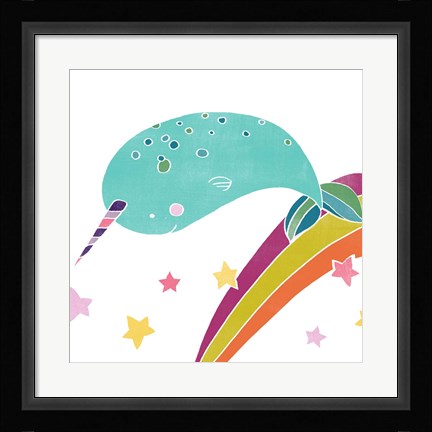 Framed Happy Narwals II Print