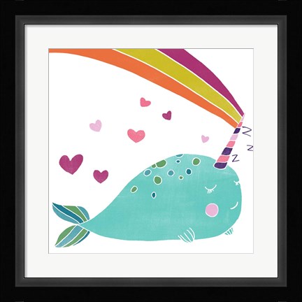 Framed Happy Narwals III Print
