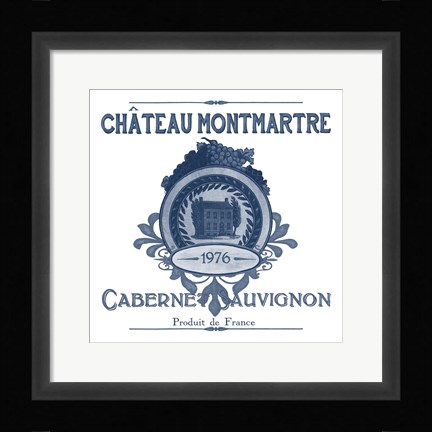 Framed Indigo Wine Labels III Print