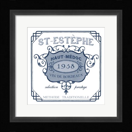 Framed Indigo Wine Labels IV Print