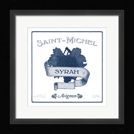 Framed Indigo Wine Labels VI Print