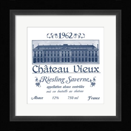 Framed Indigo Wine Labels VII Print