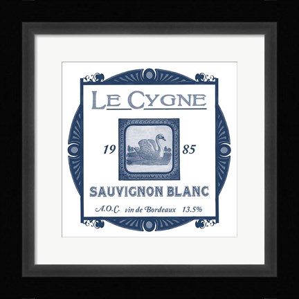 Framed Indigo Wine Labels VIII Print