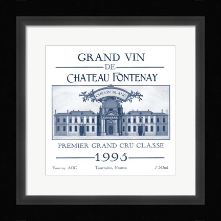 Framed Indigo Wine Labels IX Print