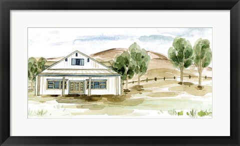 Framed Farmhouse Landscape I Print
