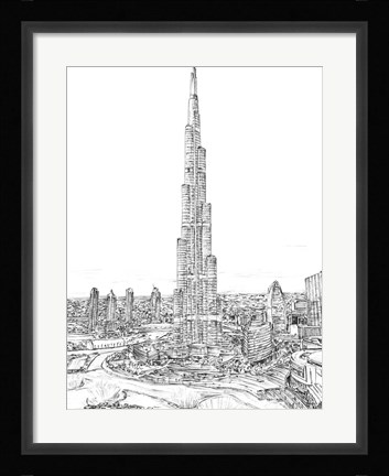 Framed Dubai in Black &amp; White II Print
