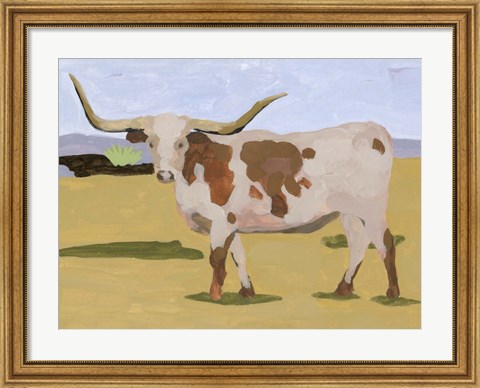 Framed Longhorn Cattle I Print
