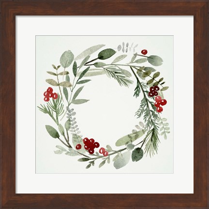 Framed Holly Wreath II Print